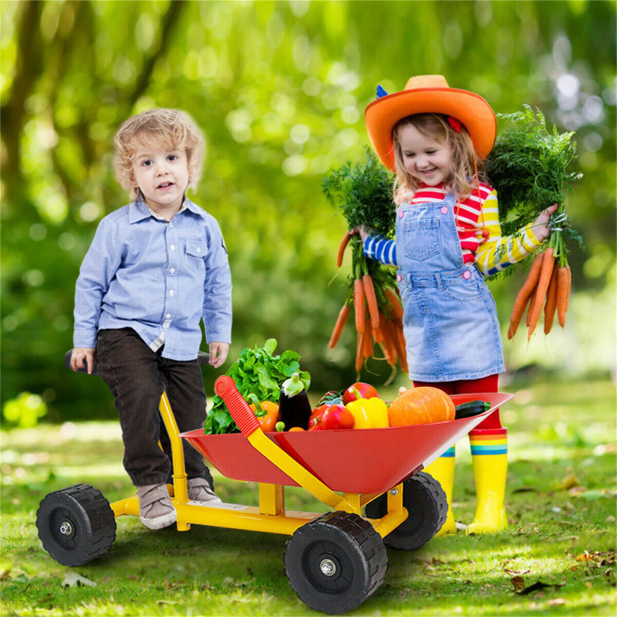 Kids Ride-on Sand Dumper with 4 Wheels，can not only dig sand/dirt in summer but also shovel snow in winter - Ballimart