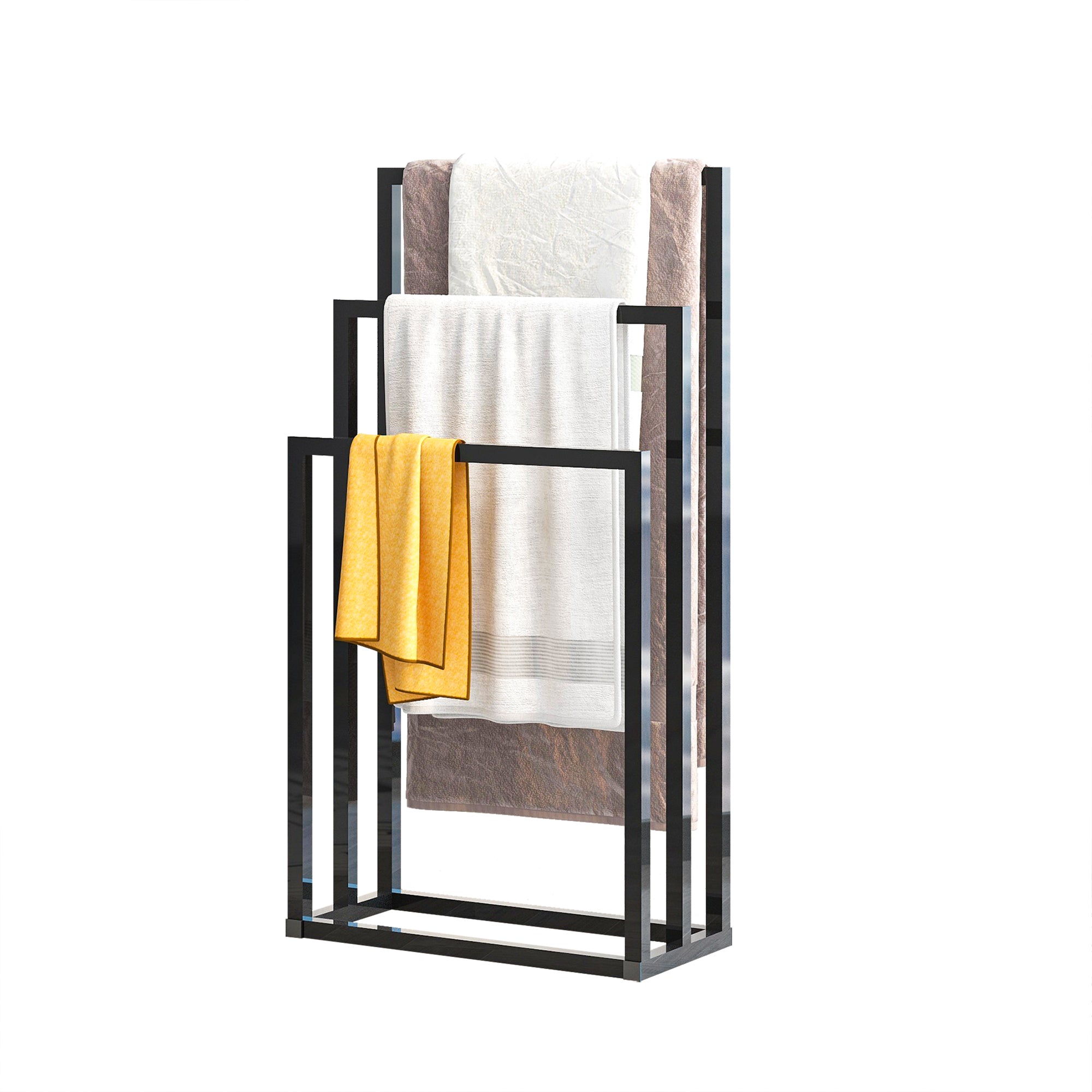 Metal  Towel Rack 3 Tiers Hand Towel Holder Organizer for Bathroom Accessories, Black - Ballimart