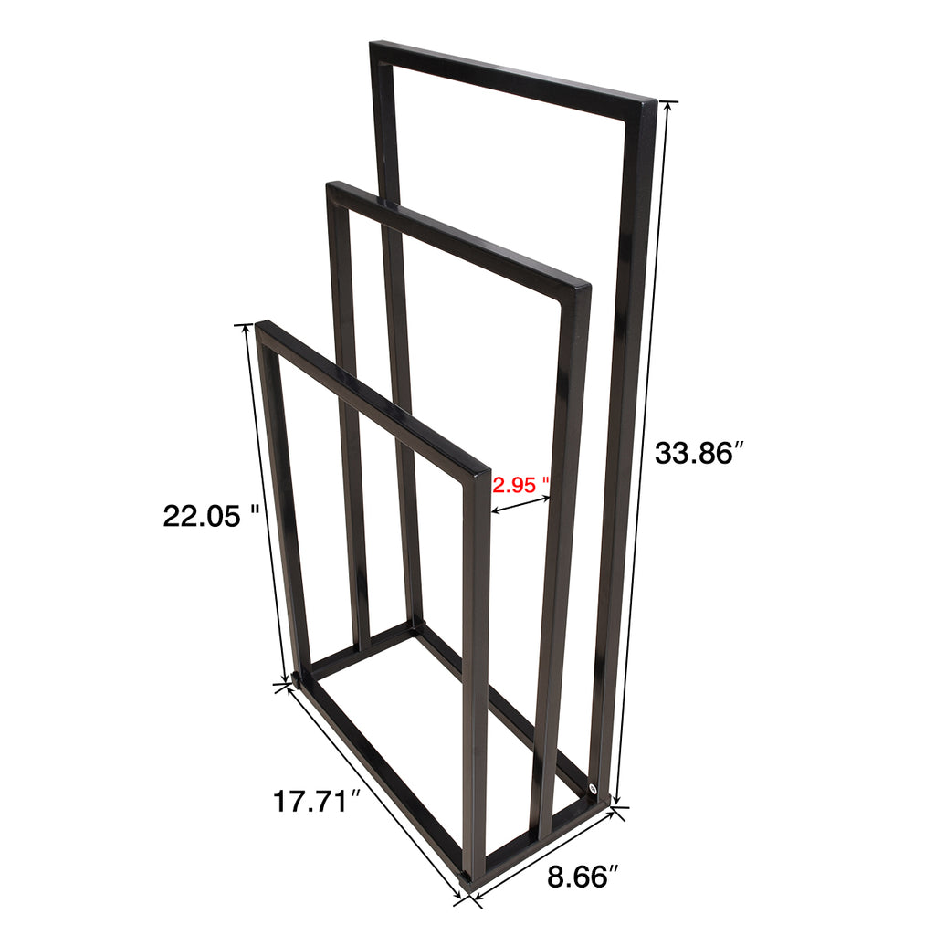 Metal  Towel Rack 3 Tiers Hand Towel Holder Organizer for Bathroom Accessories, Black - Ballimart