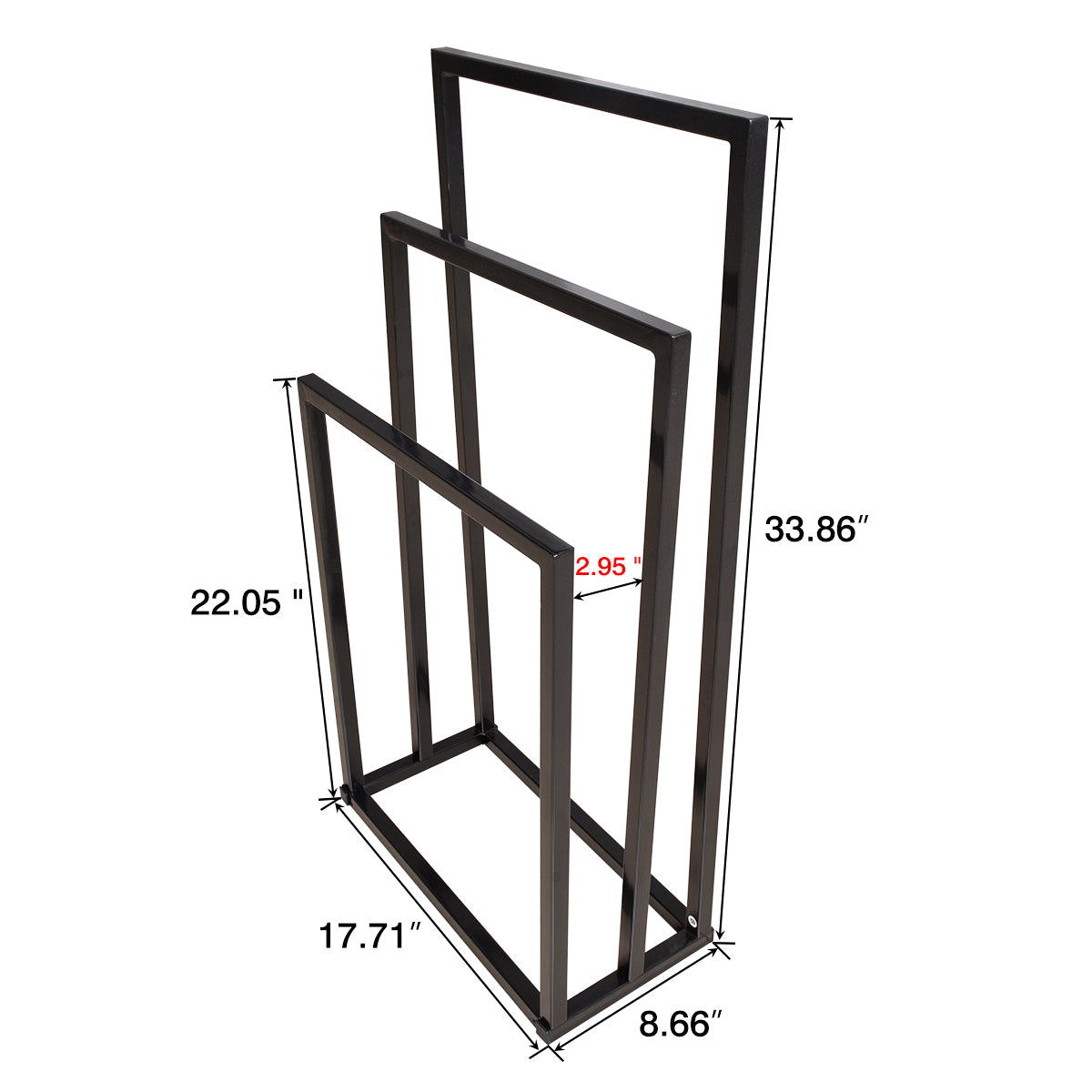 Metal  Towel Rack 3 Tiers Hand Towel Holder Organizer for Bathroom Accessories, Black - Ballimart