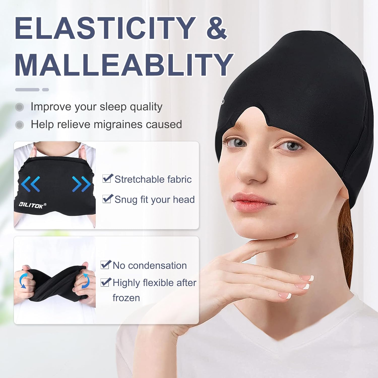 Migraine Headache Relief Cap, Gel lce Head Wrap for Tension and Stress Relief.(No shipments on weekends) - Ballimart