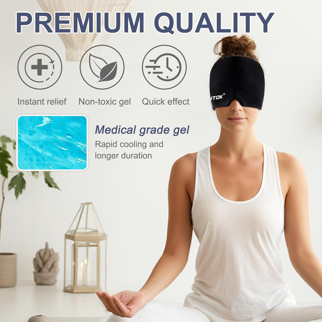 Migraine Headache Relief Cap, Gel lce Head Wrap for Tension and Stress Relief.(No shipments on weekends) - Ballimart