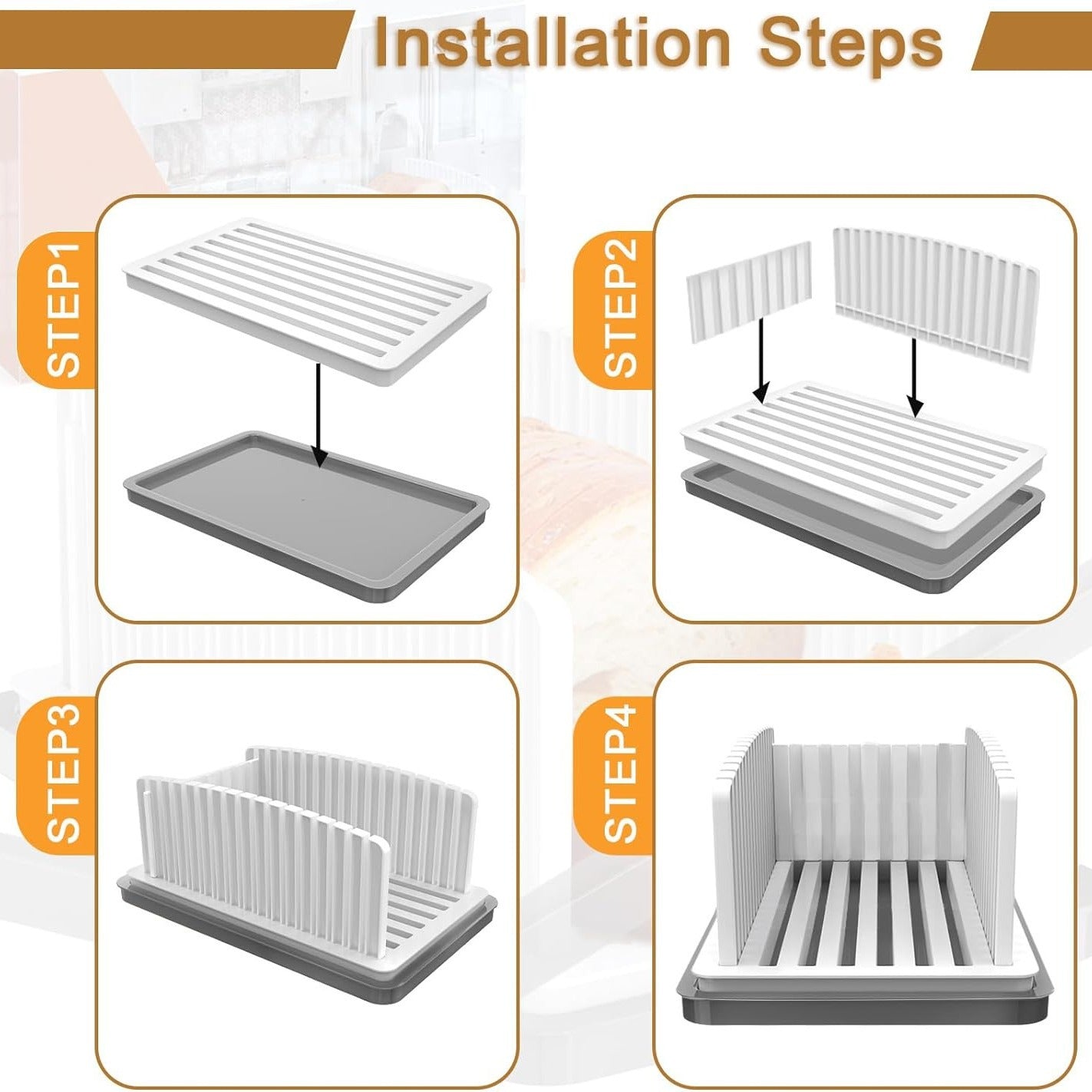 Bread Slicer for Homemade Bread, Compactable and Adjustable Bread Slicing【Shipment from FBA】