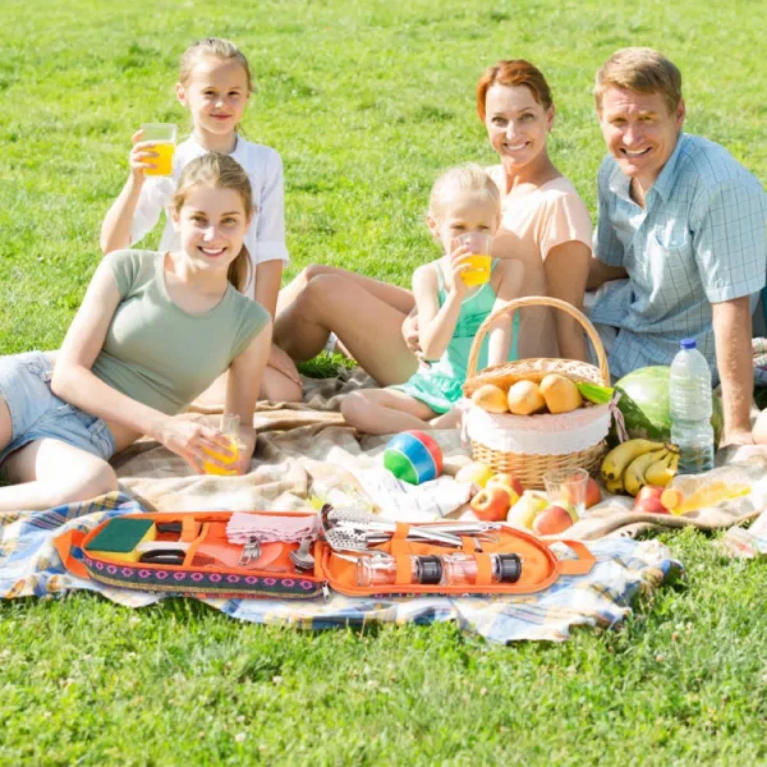 19Pcs Camping Cooking Utensil Kit Portable Picnic Cookware Outdoor Kitchen Equipment Gear Campfire Barbecue Appliances with Storage Bag(No shipments on weekends, banned from Amazon) - Ballimart