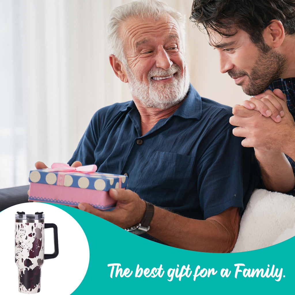 1pc 40oz large capacity water bottle With Handle And Straw Lid, Insulated Reusable Stainless Steel Water Bottles Travel Mug Coffee Cup car cup water cup For Men Women Outdoor Camping Driving, Gift，Cof - Ballimart