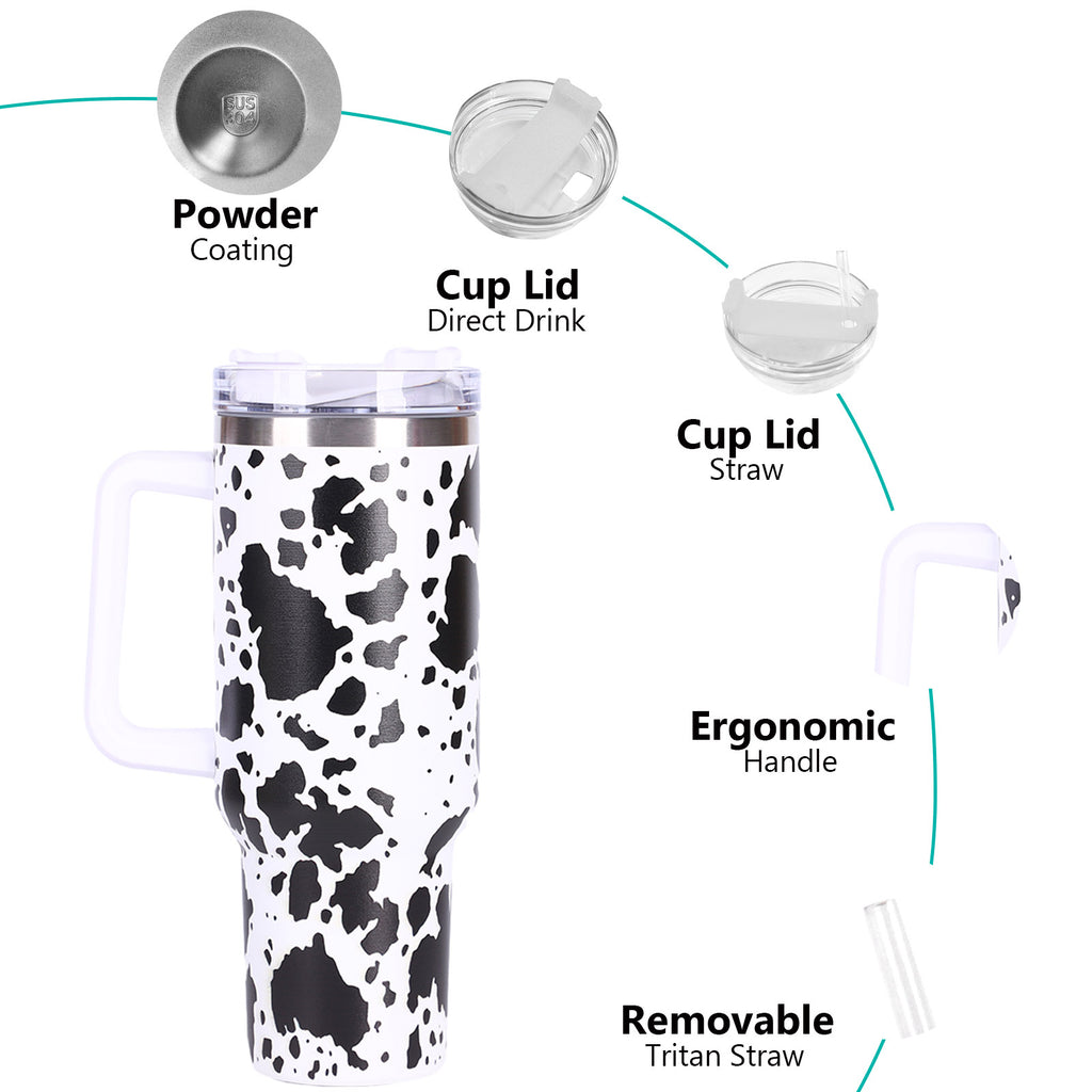 1pc 40oz large capacity water bottle With Handle And Straw Lid, Insulated Reusable Stainless Steel Water Bottles Travel Mug Coffee Cup car cup water cup For Men Women Outdoor Camping Driving, Gift，Cof - Ballimart