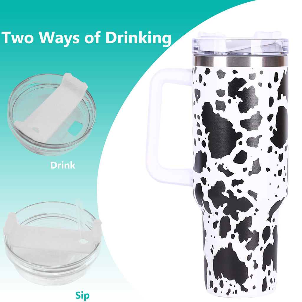 1pc 40oz large capacity water bottle With Handle And Straw Lid, Insulated Reusable Stainless Steel Water Bottles Travel Mug Coffee Cup car cup water cup For Men Women Outdoor Camping Driving, Gift，Cof - Ballimart