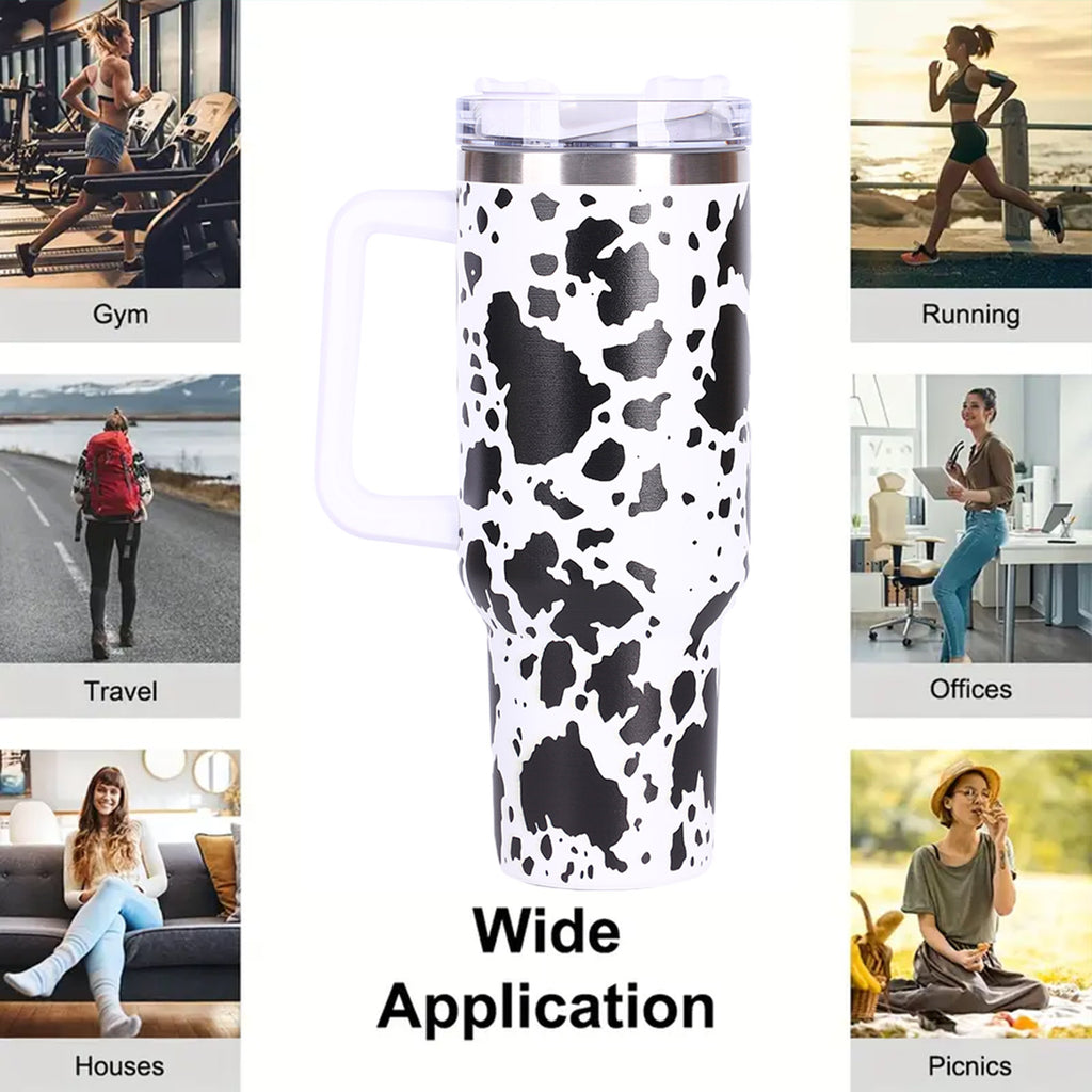 1pc 40oz large capacity water bottle With Handle And Straw Lid, Insulated Reusable Stainless Steel Water Bottles Travel Mug Coffee Cup car cup water cup For Men Women Outdoor Camping Driving, Gift，Cof - Ballimart