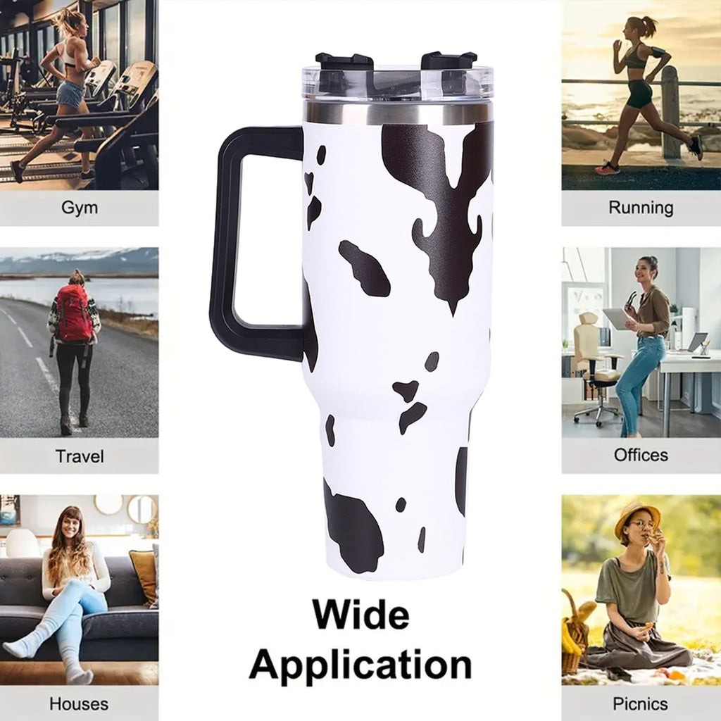 1pc 40oz large capacity water bottle With Handle And Straw Lid, Insulated Reusable Stainless Steel Water Bottles Travel Mug Coffee Cup car cup water cup For Men Women Outdoor Camping Driving, Gift，Cof - Ballimart