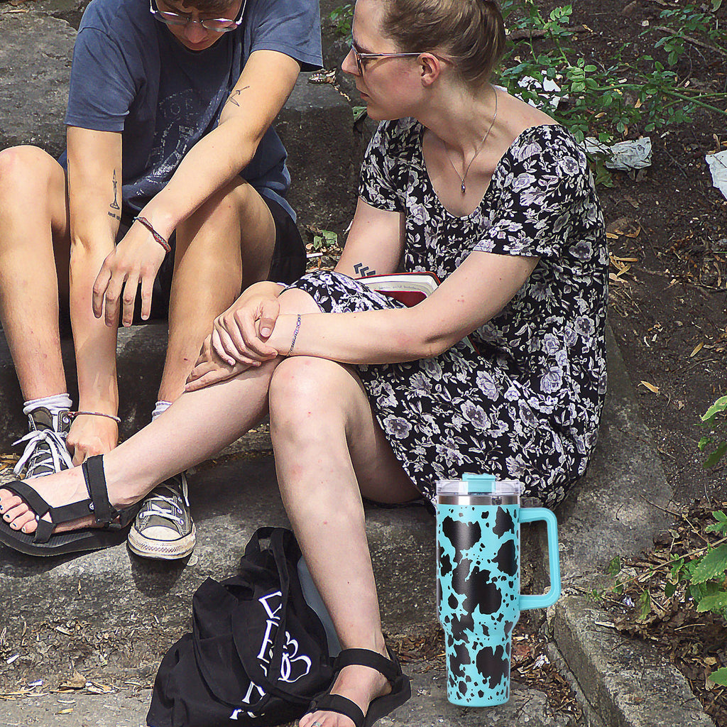 1pc 40oz large capacity water bottle With Handle And Straw Lid, Insulated Reusable Stainless Steel Water Bottles Travel Mug Coffee Cup car cup water cup For Men Women Outdoor Camping Driving, Gift - Ballimart