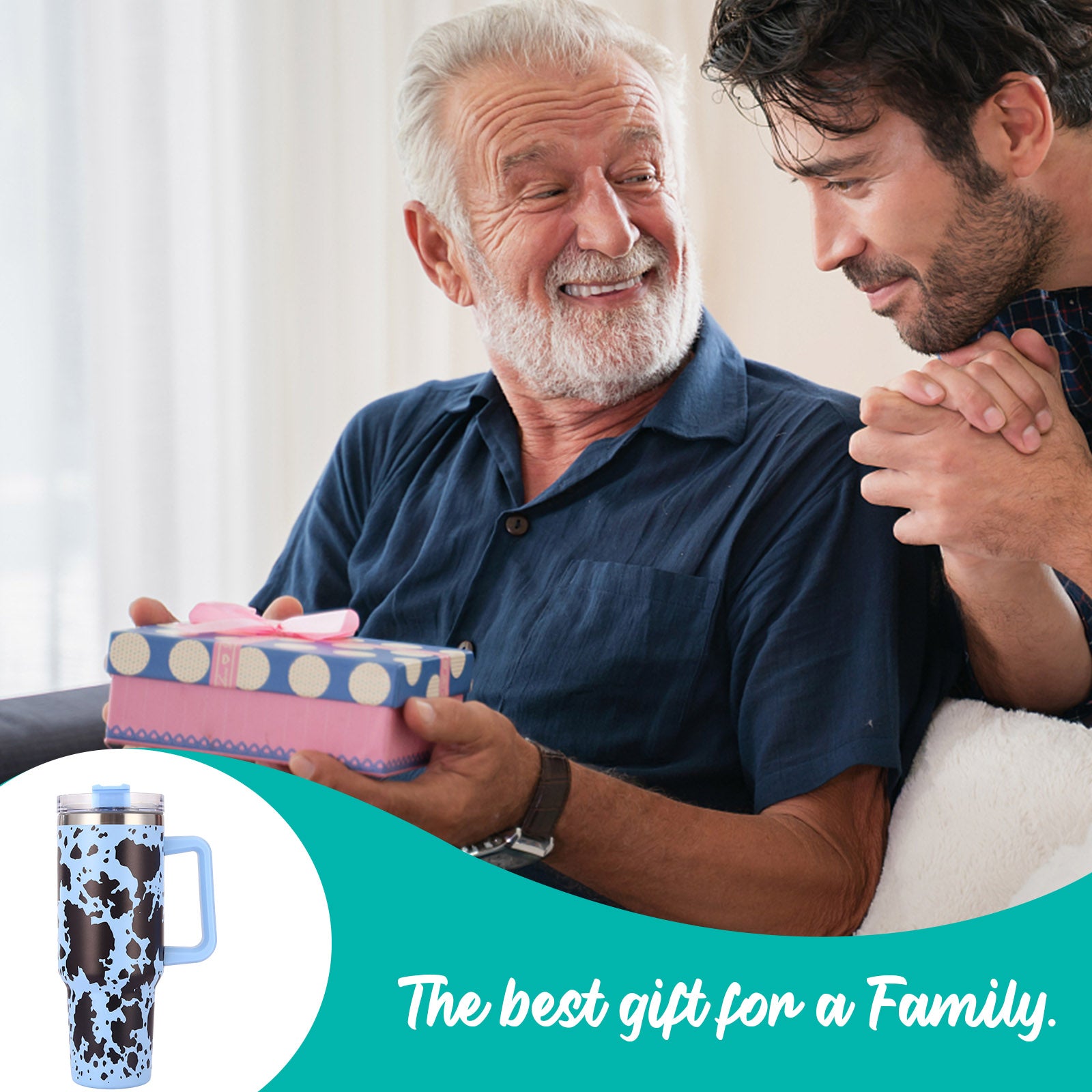 1pc 40oz large capacity water bottle With Handle And Straw Lid, Insulated Reusable Stainless Steel Water Bottles Travel Mug Coffee Cup car cup water cup For Men Women Outdoor Camping Driving, Gift - Ballimart