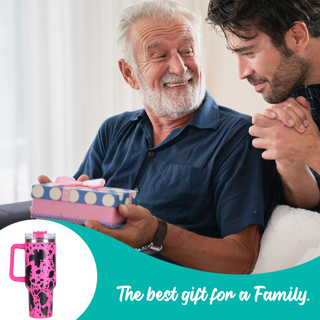 1pc 40oz large capacity water bottle With Handle And Straw Lid, Insulated Reusable Stainless Steel Water Bottles Travel Mug Coffee Cup car cup water cup For Men Women Outdoor Camping Driving, Gift - Ballimart