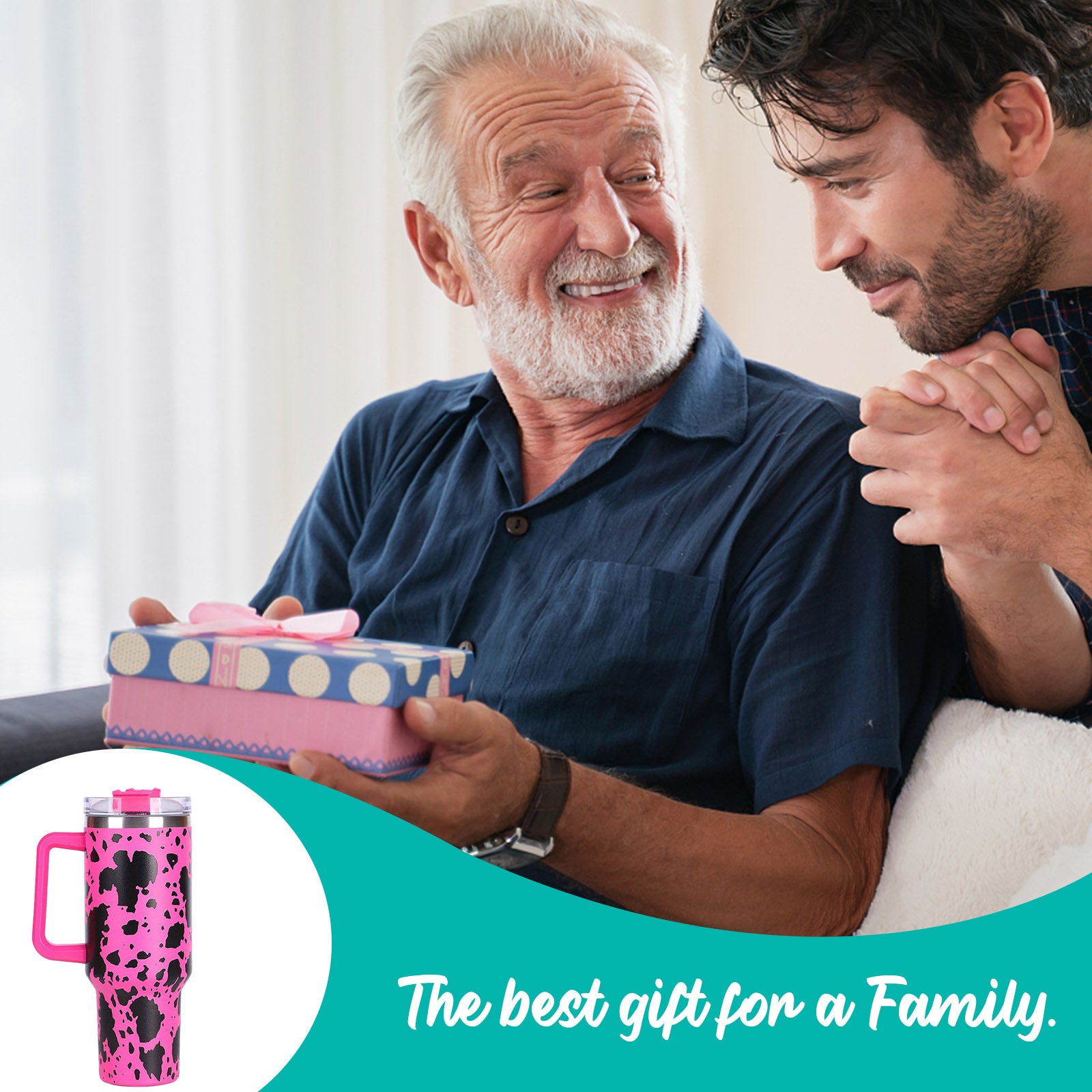 1pc 40oz large capacity water bottle With Handle And Straw Lid, Insulated Reusable Stainless Steel Water Bottles Travel Mug Coffee Cup car cup water cup For Men Women Outdoor Camping Driving, Gift - Ballimart