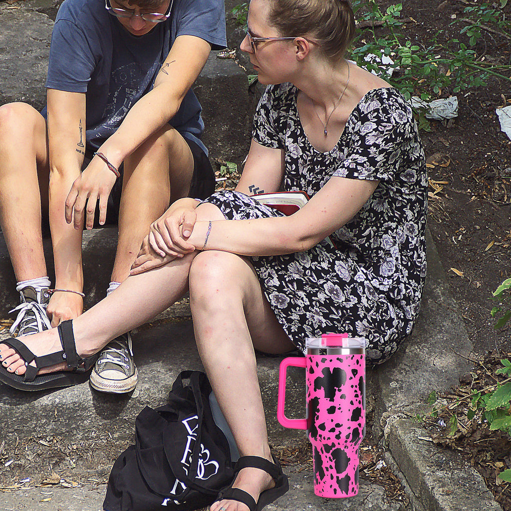 1pc 40oz large capacity water bottle With Handle And Straw Lid, Insulated Reusable Stainless Steel Water Bottles Travel Mug Coffee Cup car cup water cup For Men Women Outdoor Camping Driving, Gift - Ballimart