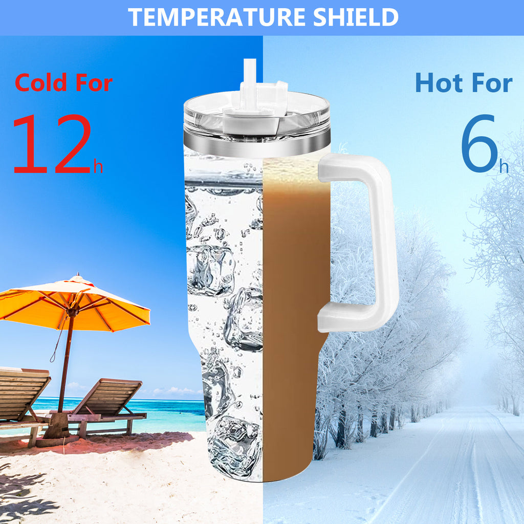 1pc 40oz large capacity Tumbler， Sea turtles With Handle And Straw Lid, 304 Stainless Steel Water Bottles Travel Mug Coffee Cup car cup water cup For Men Women Outdoor Camping Driving, - Ballimart