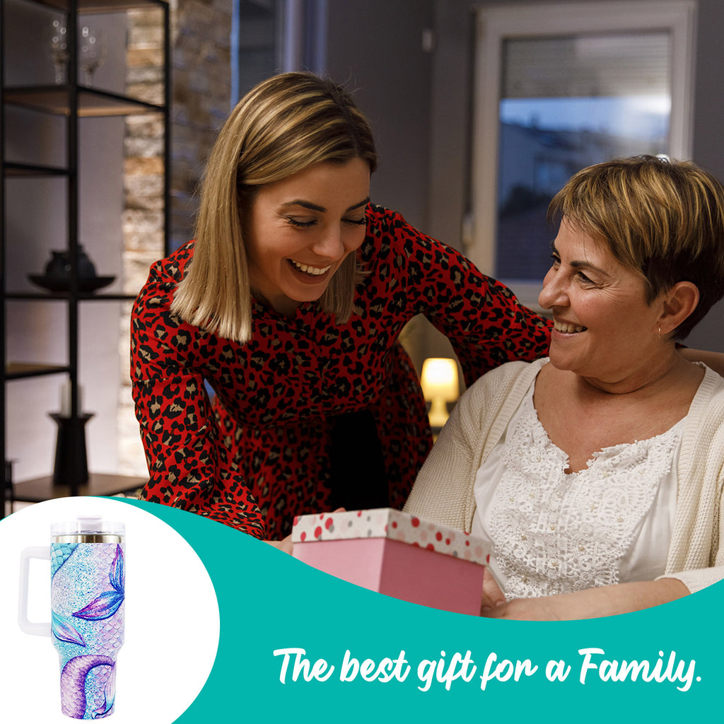 1pc 40oz large capacity Tumbler， Sea turtles With Handle And Straw Lid, 304 Stainless Steel Water Bottles Travel Mug Coffee Cup car cup water cup For Men Women Outdoor Camping Driving, - Ballimart