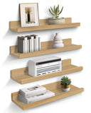 Small 16” Floating Shelves for Wall Décor Storage, Set of 4, Wood for Bedroom, Living Room, Bathroom, Kitchen, Picture Ledge and Farmhouse （No shipments on weekends） - Ballimart