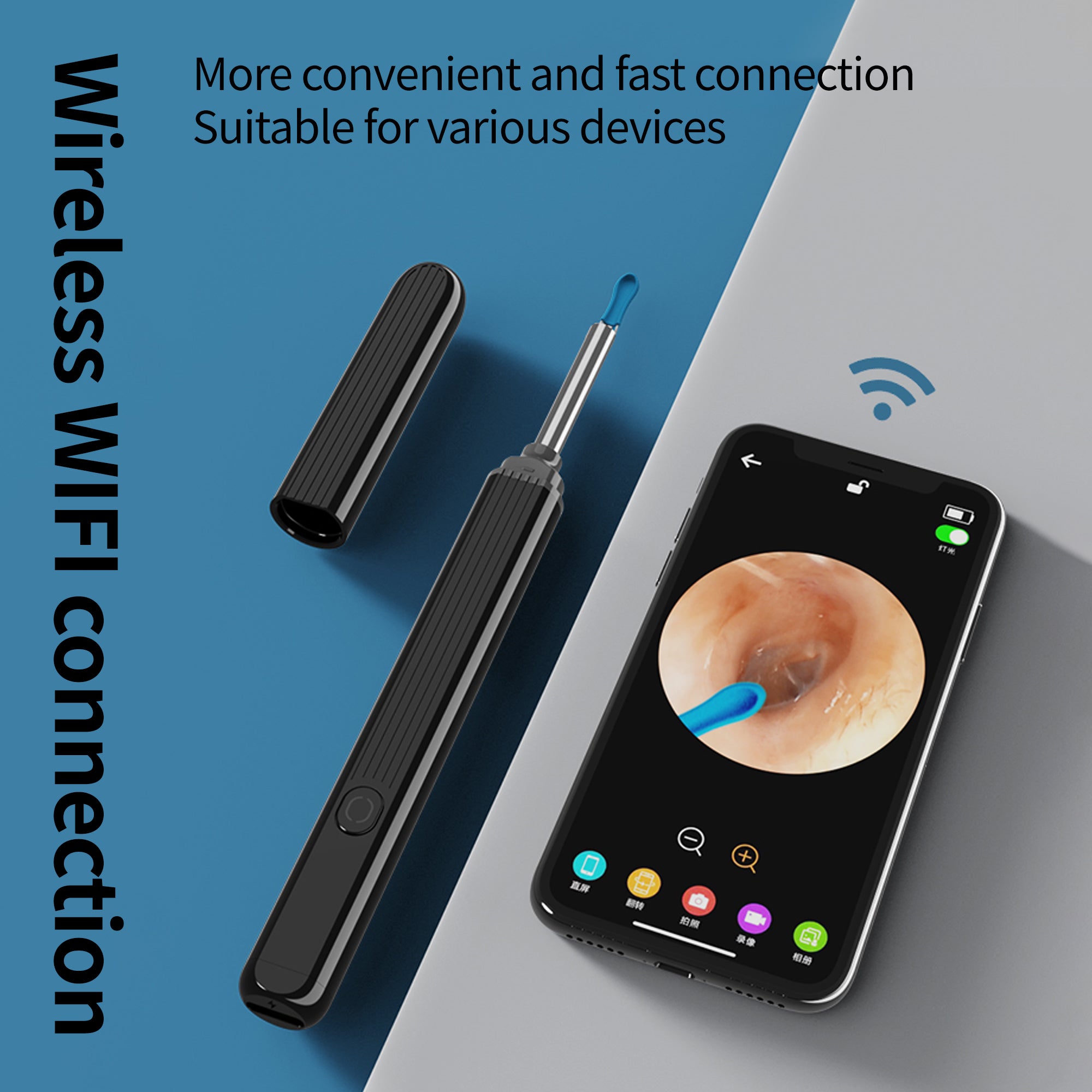 RALYUNI Ear Wax Removal Tool with Camera -Earwax Remover with 8 Pcs Ear Set - Earwax Removal Kit with Light - Ear Cleaner for iOS &Android Black(No delivery on weekends) - Ballimart