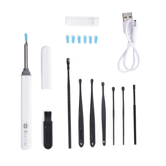 RALYUNI Ear Wax Removal Tool with Camera -Earwax Remover with 8 Pcs Ear Set - Earwax Removal Kit with Light - Ear Cleaner for iOS &Android Black(No delivery on weekends) - Ballimart