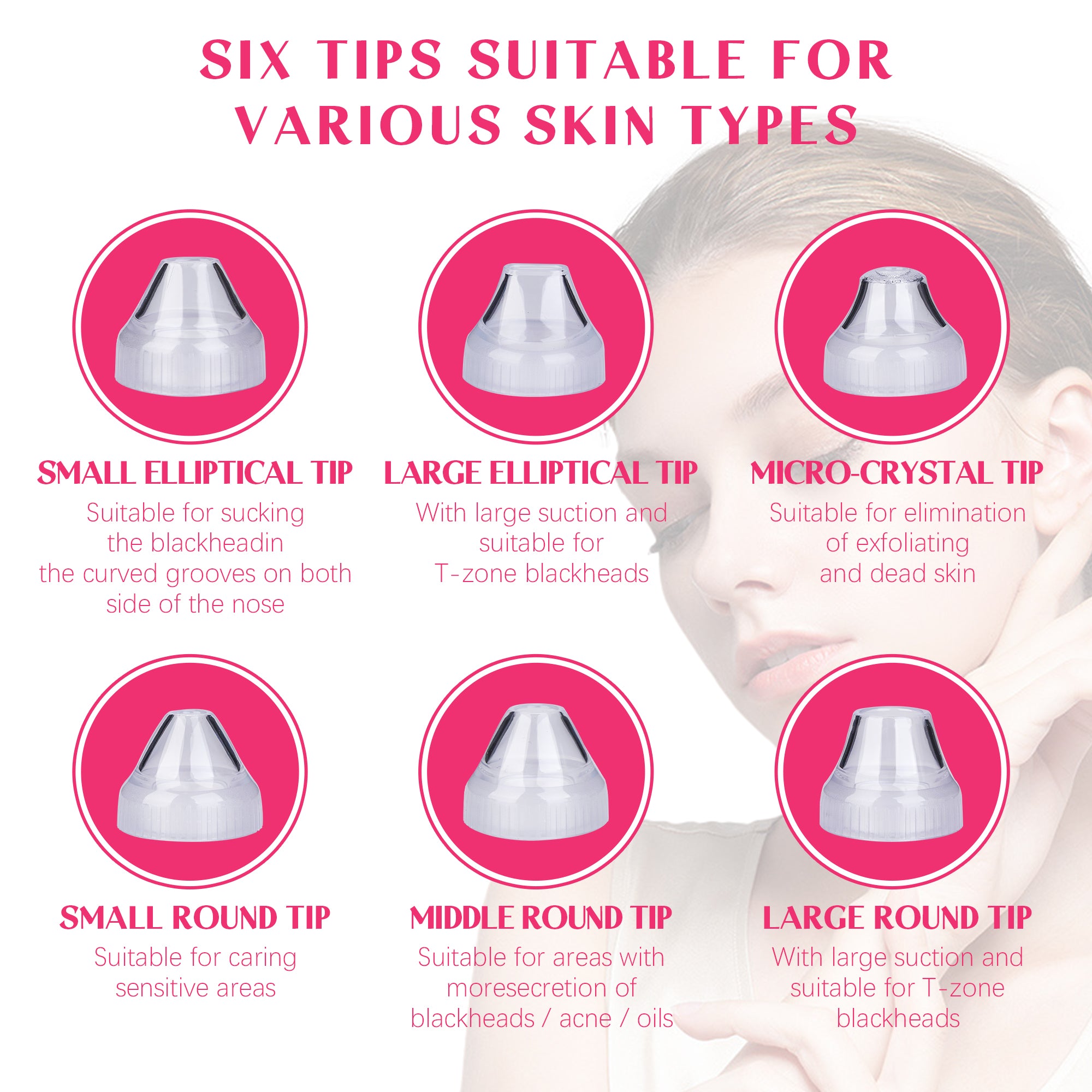 Vacuum Blackhead Remover with 6 Suction Heads, WIFI Visible Facial Pore Cleanser with HD Camera  USB Rechargeable Electric Black head Suction Tool(No Shipment on Weekends) - Ballimart