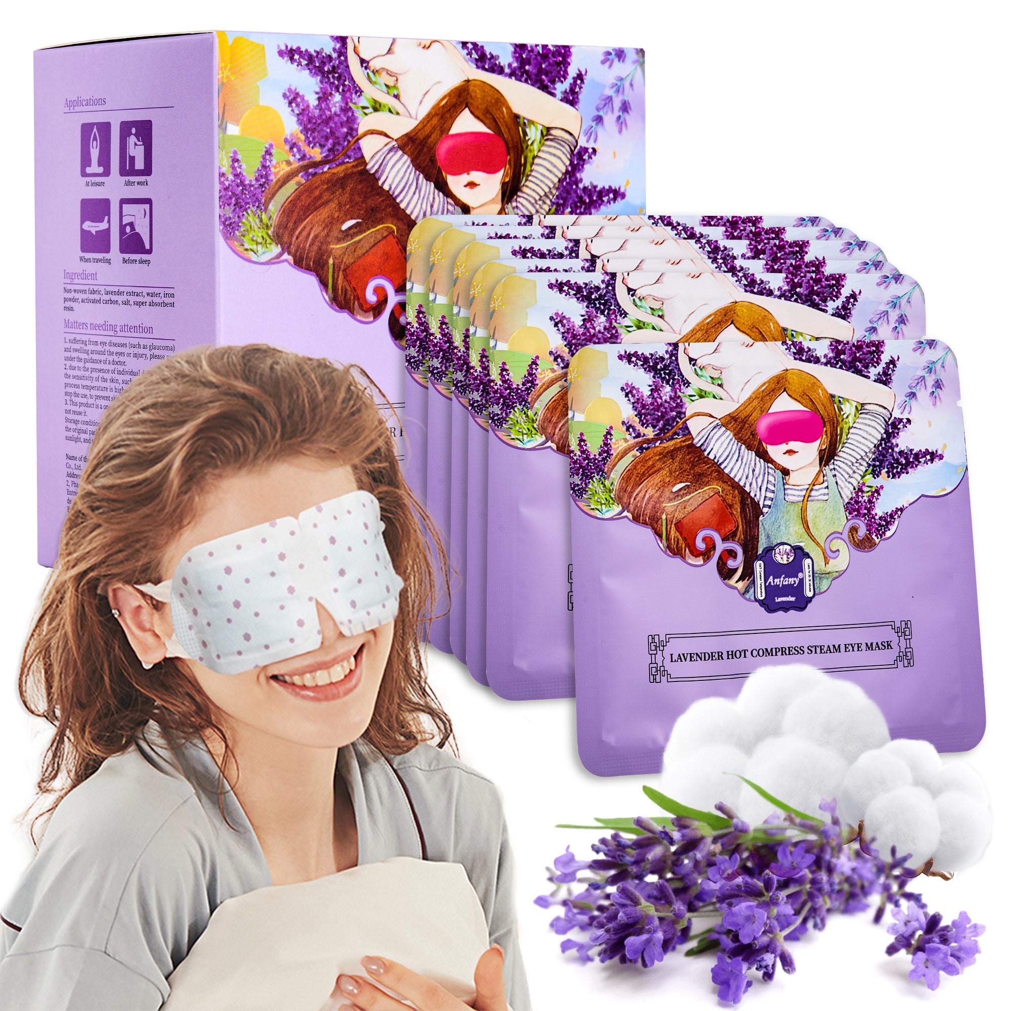Anfany Steam Eye Mask,10Packs Lavender Heated Eye Mask, Self Heating Disposable SPA Warm Compress for Eyes Sleep Mask, Soothing Moist Heat Eye Masks, Stocking Stuffers（No Shipment on Weekends） - Ballimart