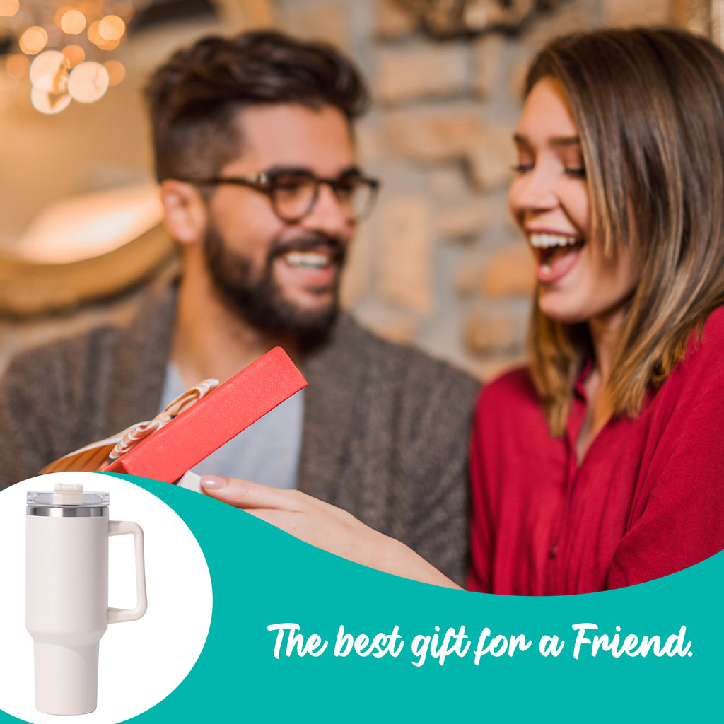 1pc 40oz large capacity Tumbler With Handle And Straw Lid, Insulated Reusable Stainless Steel Water Bottles Travel Mug Coffee Cup car cup water cup For Men Women Outdoor Camping Driving, Gift - Ballimart