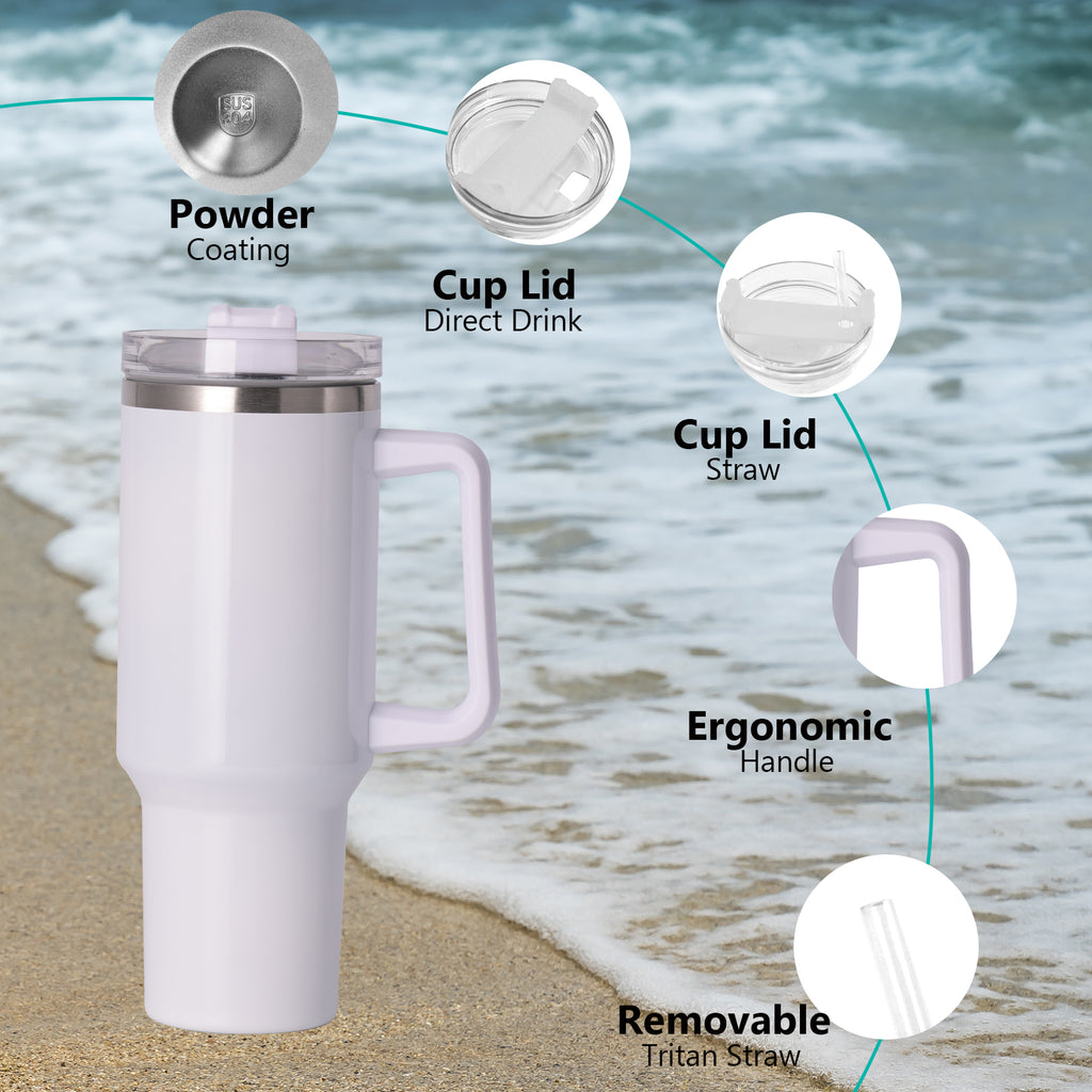 1pc 40oz large capacity Tumbler With Handle And Straw Lid, Insulated Reusable Stainless Steel Water Bottles Travel Mug Coffee Cup car cup water cup For Men Women Outdoor Camping Driving, Gift - Ballimart