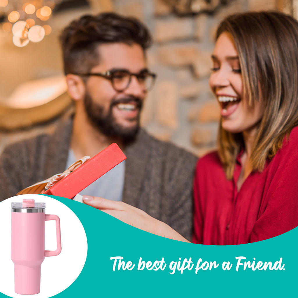 1pc 40oz large capacity Tumbler With Handle And Straw Lid, Insulated Reusable Stainless Steel Water Bottles Travel Mug Coffee Cup car cup water cup For Men Women Outdoor Camping Driving, Gift - Ballimart