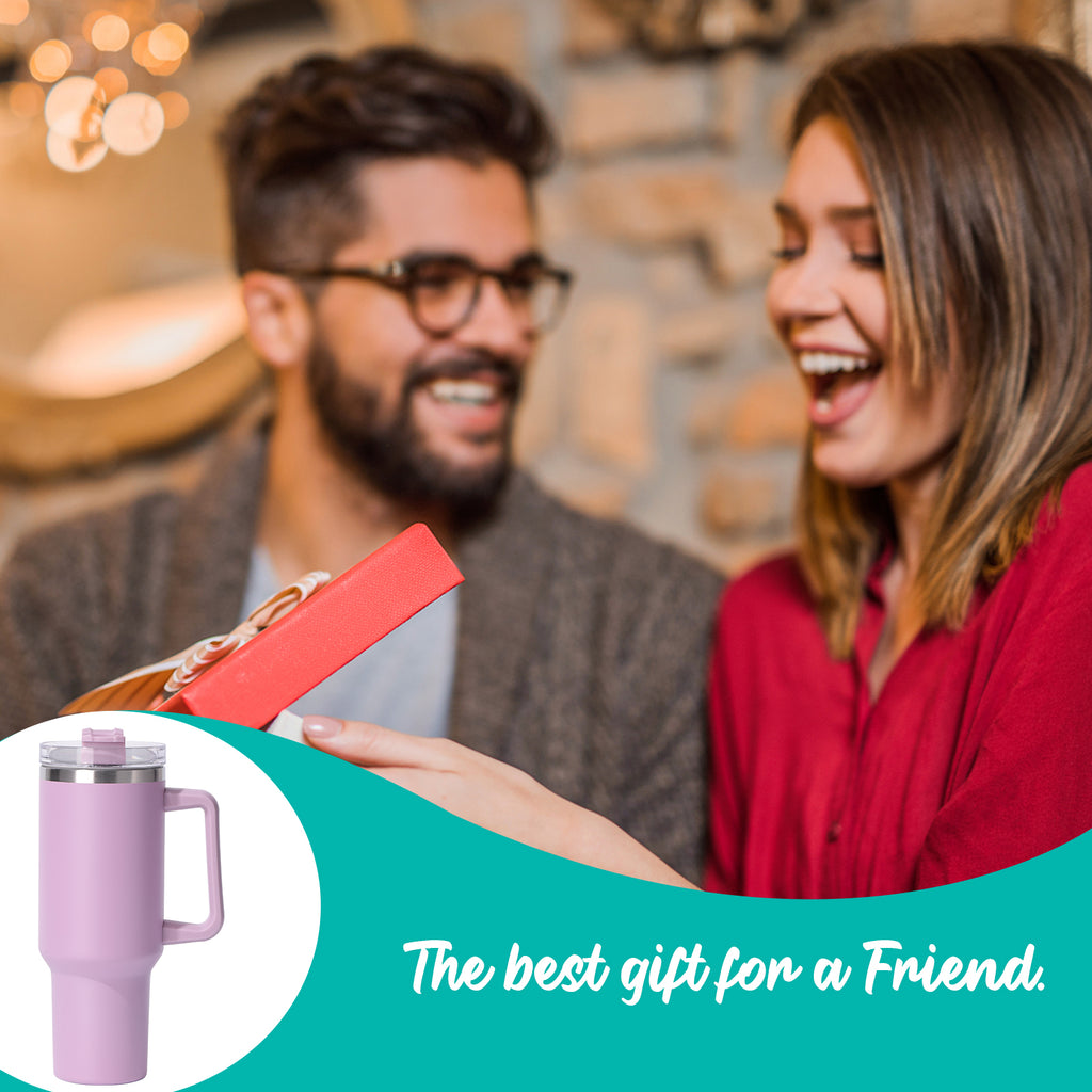 1pc 40oz large capacity Tumbler With Handle And Straw Lid, Insulated Reusable Stainless Steel Water Bottles Travel Mug Coffee Cup car cup water cup For Men Women Outdoor Camping Driving, Gift - Ballimart