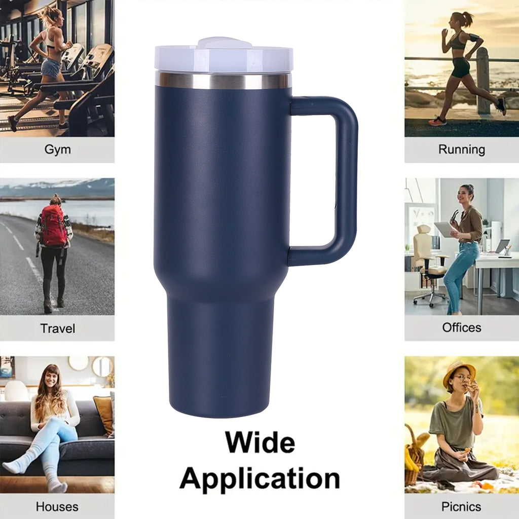 1pc V2 40oz large capacity Tumbler With Handle And Straw Lid, Insulated Reusable Stainless Steel Water Bottles Travel Mug Coffee Cup car cup water cup For Men Women Outdoor Camping Driving, Gift - Ballimart