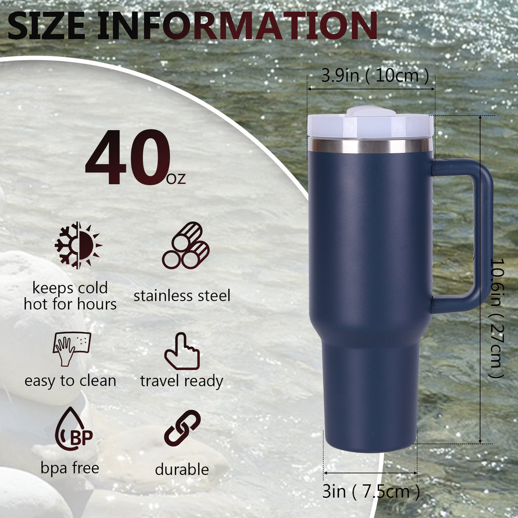 1pc V2 40oz large capacity Tumbler With Handle And Straw Lid, Insulated Reusable Stainless Steel Water Bottles Travel Mug Coffee Cup car cup water cup For Men Women Outdoor Camping Driving, Gift - Ballimart