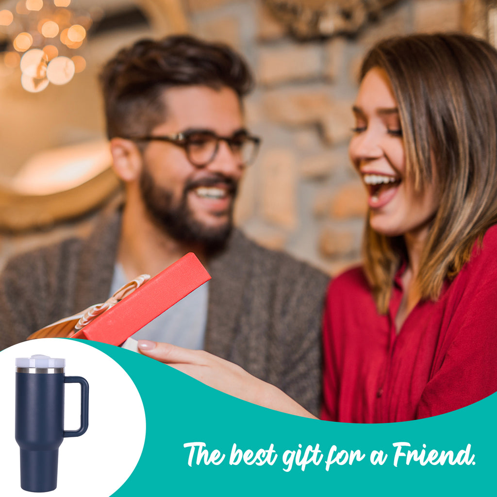 1pc V2 40oz large capacity Tumbler With Handle And Straw Lid, Insulated Reusable Stainless Steel Water Bottles Travel Mug Coffee Cup car cup water cup For Men Women Outdoor Camping Driving, Gift - Ballimart