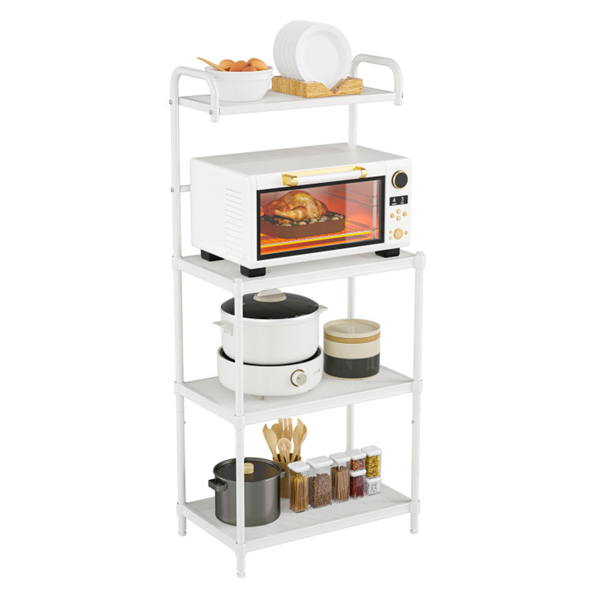 4 layer storage shelf white