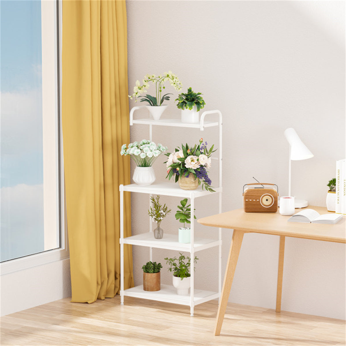 4 layer storage shelf white