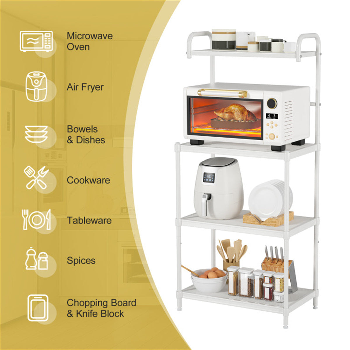 4 layer storage shelf white - Ballimart