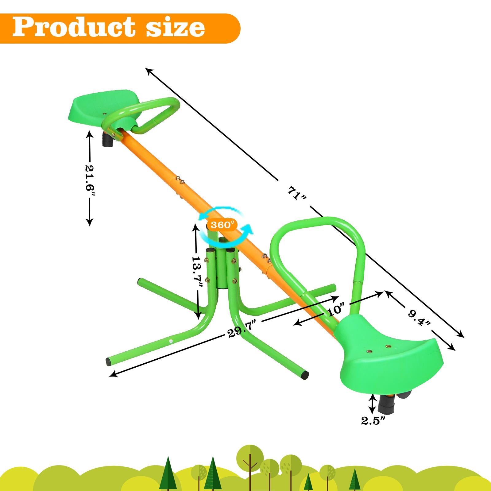 360 Degree Rotation Outdoor Kids Spinning Seesaw Sit and Spin Teeter Totter Outdoor Playground Equipment Swivel Teeter Totter for Backyard - Ballimart