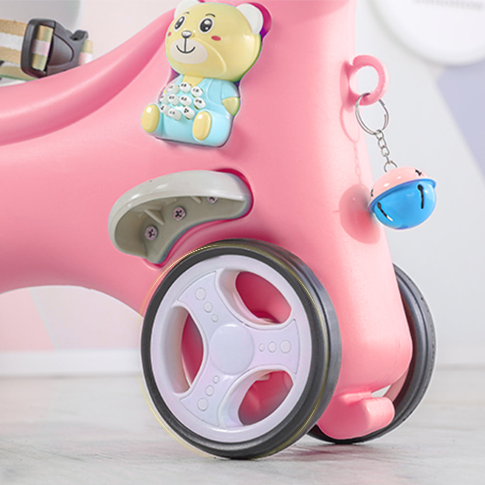 Rocking Horse for Toddlers , Balance Bike Ride On Toys with Push Handle, Backrest and Balance Board for Baby Girl and Boy, Unicorn Kids Riding Birthday (Pink) - Ballimart