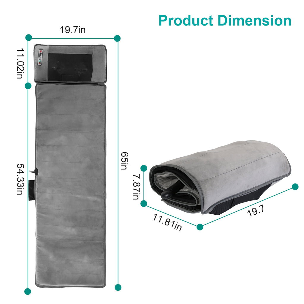 Full Body Massage Mat with Heat 10 Neck Shiatsu Kneading Massage Heads, Multifunctional Electric Heated Massage Chair Back Pad for Back Lumbar Leg Pain Relief（No shipments on weekends） - Ballimart