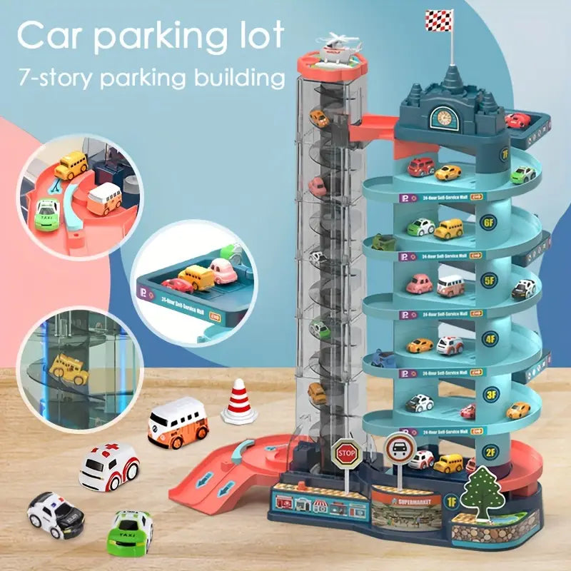 Children's Electric Track Car Large 7-story Parking Lot - Ballimart