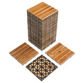 27pcs Wood Interlocking Deck Tiles 11.8"x11.8", Waterproof Flooring Tiles for Indoor and Outdoor, Patio Wood Flooring for Patio Porch Poolside Balcony Backyard, Stripe Pattern - Ballimart