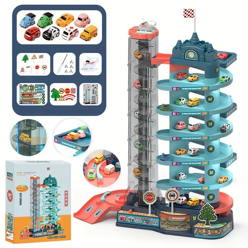 Children's Electric Track Car Large 7-story Parking Lot - Ballimart