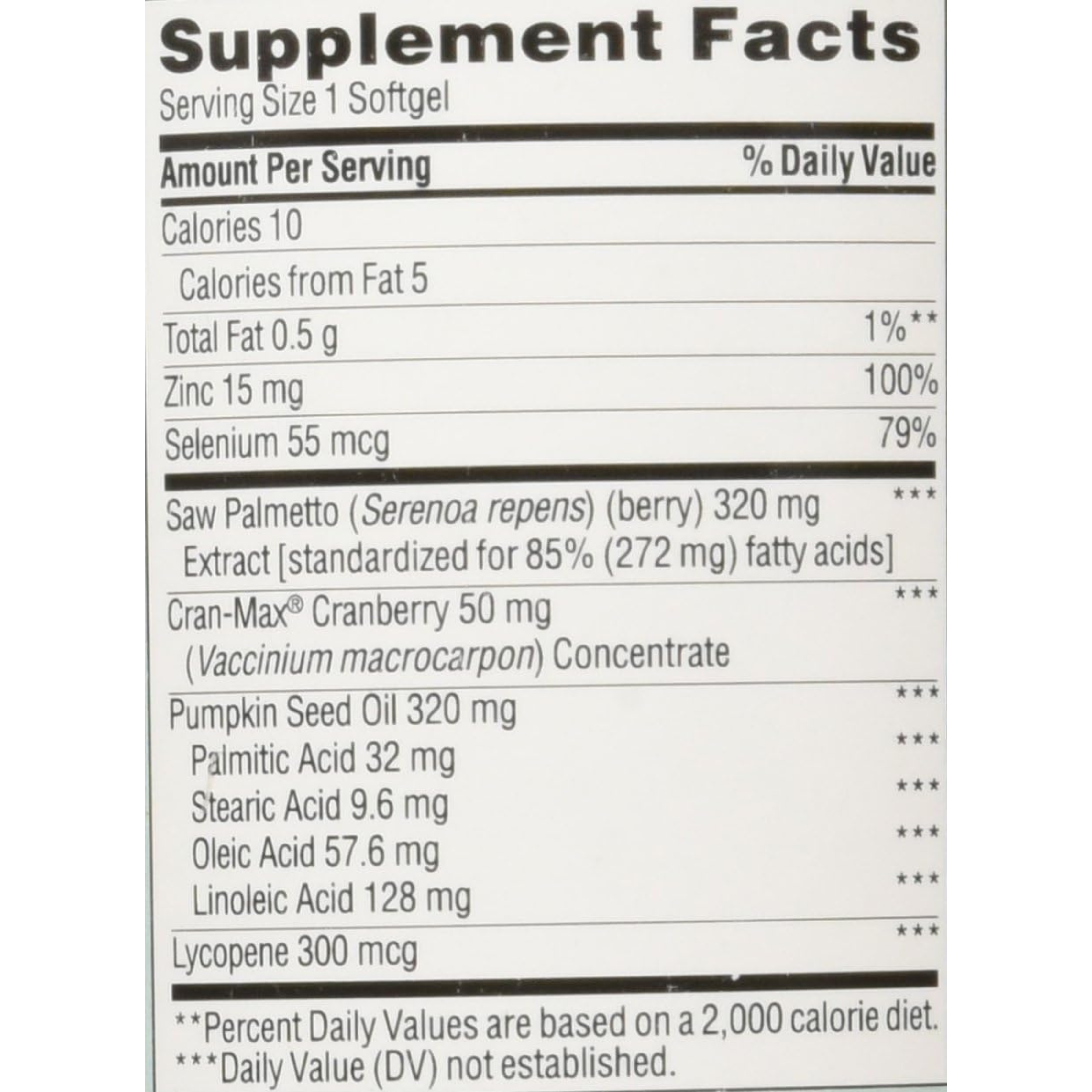 TruNature Prostate Health Complex – Saw Palmetto, Lycopene, Zinc & Pumpkin Seed – 250 Softgels