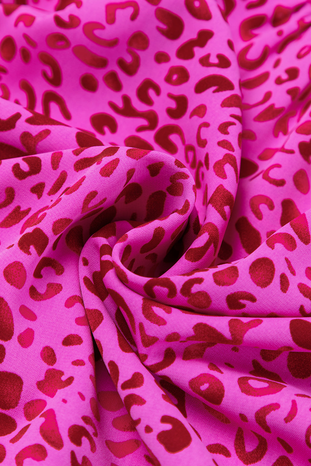 Rose Red Leopard Print Ruffled Trim Tiered Maxi Dress - Ballimart