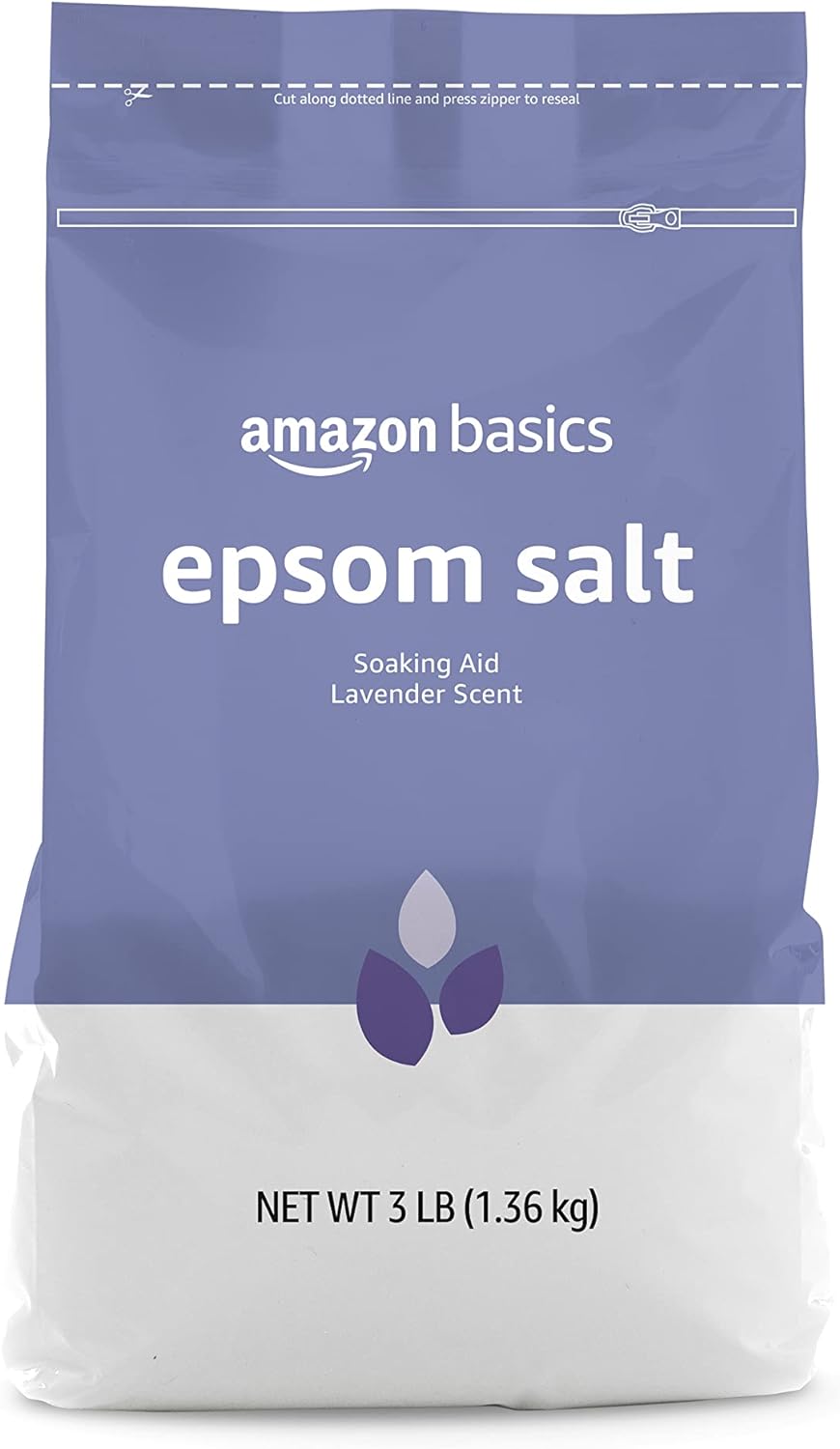 Amazon Basics Lavender Scented Epsom Salt Soaking Aid – 3 lbs Resealable Bag for Relaxation & Muscle Relief - Ballimart