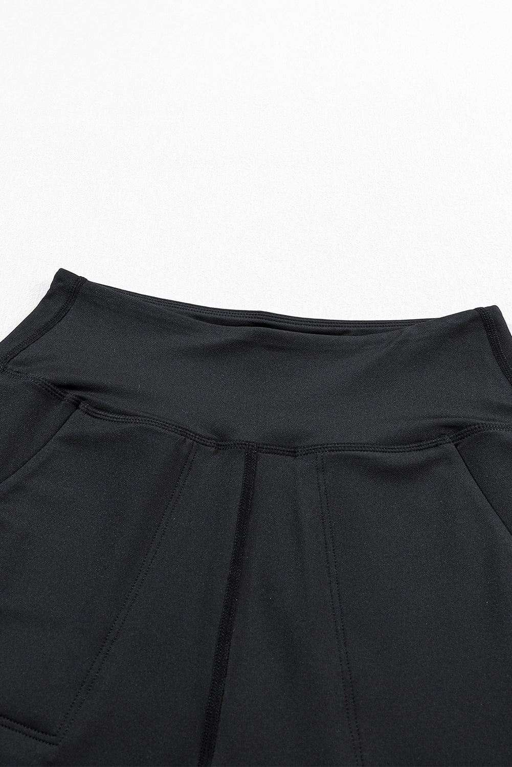 Black Exposed Seam High Waist Pocketed Joggers - Ballimart