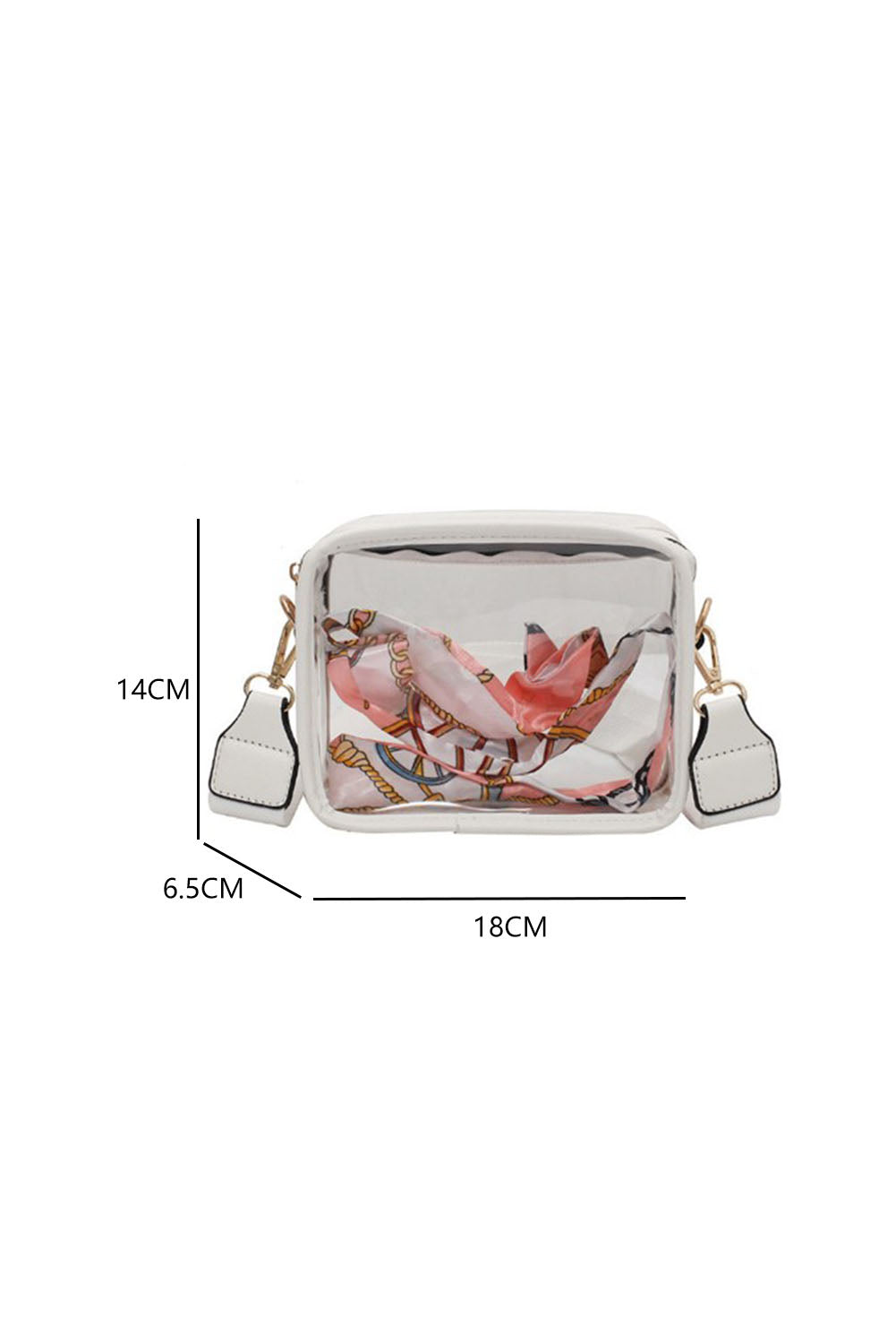 White Clear PVC Leather Strap Crossbody Bag - Ballimart