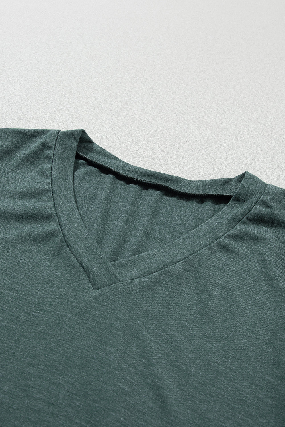 Mist Green Fashion Petal Sleeve V Neck T Shirt - Ballimart