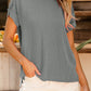 Medium Grey Textured Knit Exposed Stitching T-shirt