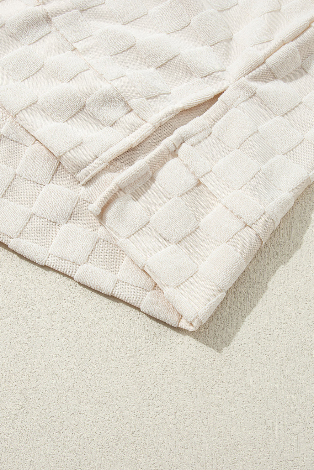Beige Solid Textured Thumbhole Sleeve Top - Ballimart