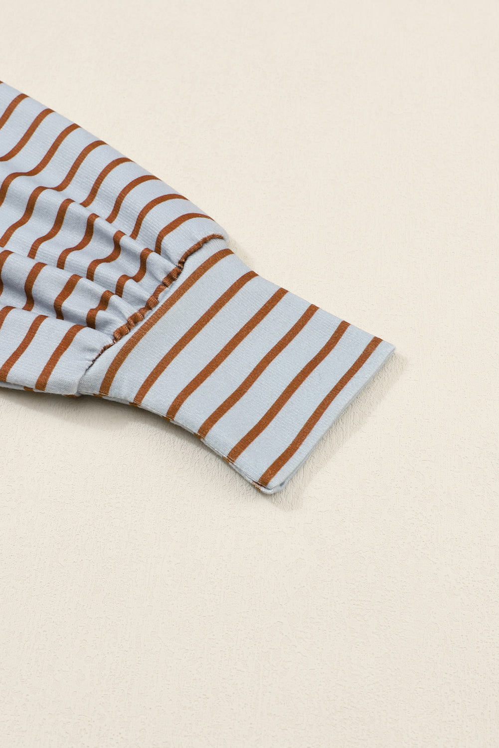 Gray Colorblock Striped Bishop Sleeve Top - Ballimart